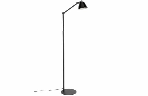 Černá kovová stojací lampa