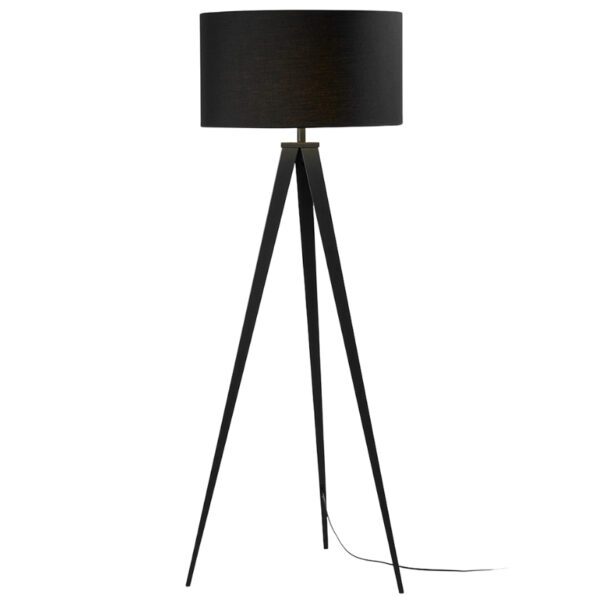 Černá bavlněná stojací lampa Kave Home