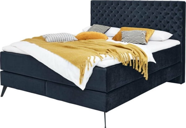 Tmavě modrá boxspring postel 180x200 cm La